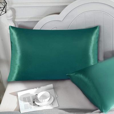 China Wholesale Anti-static Pure Silk Satin Pillowcase Emulation Cushion Case Solid Color Comfortable Pillow Cover 2pcs for sale