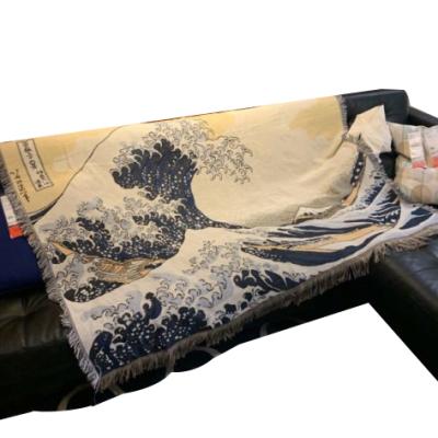 China Waves Tapestry Blanket Nondisposable Japanese Sofa Towel Sofa Cushion Cover Home Decor Camping Blanket for sale