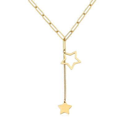 China Big Drop Stainless Steel Double Star Simple North Star Chain Pendant Necklace Custom Jewelry for sale