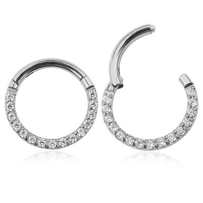 China FASHIONABLE ASTM F136 Zirconia Gem Stone Daith Ear Nose Titanium Clicker Ring Body Piercing Jewelry for sale