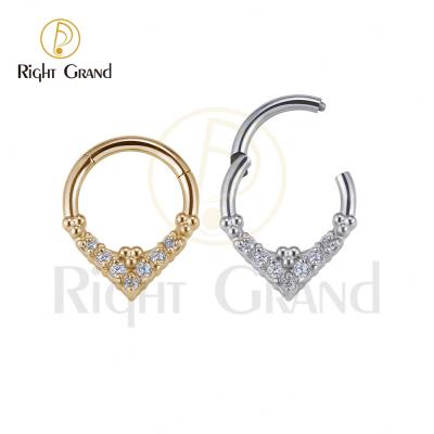 China TRENDY Straight Tall Body Jewelry Surgical Steel CZ Diamond Water Drop Dangle Nose Piercing Jewelry for sale