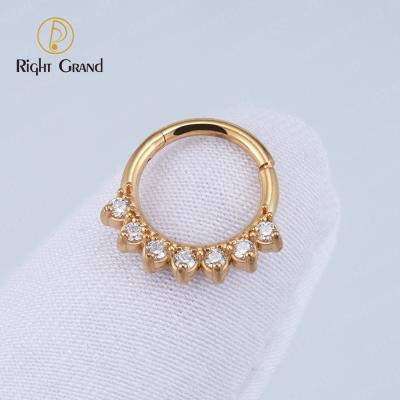 China Good Fashionable Large 316L CZ Zircon Nose Clicker Ring Body Jewelry Face Nose Surgical Steel Perforation for sale