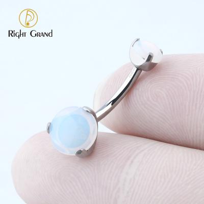 China Vintage Titanium Fork Set Opalite Belly Ring Navel Body Piercing Jewelry Belly Ring for sale