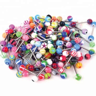 China FASHIONABLE Online Buying Slave Ring Tongue Piercing Mixed Acrylic Tongue Ring for sale