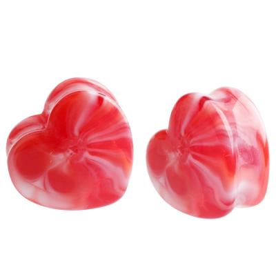 China For Ear Expander Colorful 10mm Saddle Marble Heart Shape Acrylic Ear Tunnel for sale