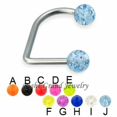 China Mixed Glitter Color Acrylic Sassy Fancy Loop Ball Piercing On Lip Ring for sale