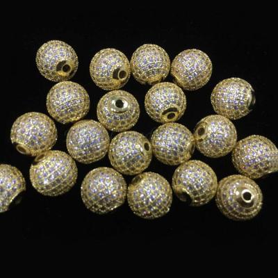 China Crystal China Micro Pave Brass Cut CZ Diamond Metal Gallery Beads For Jewelry Making for sale