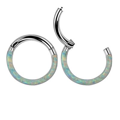 China Daith Trendy Titanium Nostril Ear Septum Jewelry Opal Nose Clicker Piercing Body Piercing Jewelry for sale