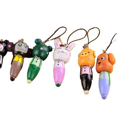 China Hanging Pen Small Cute Animal Ballpoint Pen Portable Short Mobile Phone Promotional Chain Pen For Stationery Gifts for sale