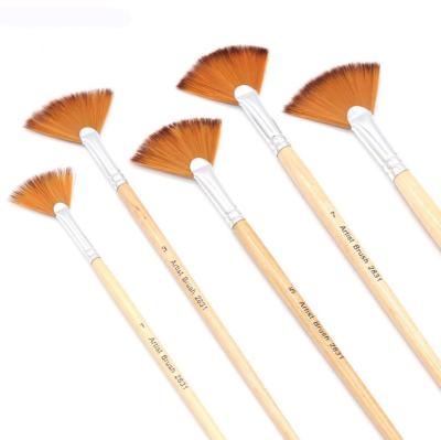 China 5Pcs Nylon Hair Wooden Hair Propeller Shaped Short Brush Painting Drawing Supplies Artist Paint Brushes Set for sale