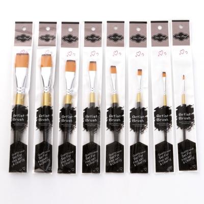 China Gold 1pc Black Flat Max Nylon Stem Copper Tube Gouache Watercolor Brush Acrylic Paint Brush for sale