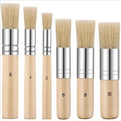 China 3Pcs Natural Bristle Gauge Stencil Paint Wood Brush Set For Acrylic Watercolor Oil Art Painting On Wood Wallpaper for sale