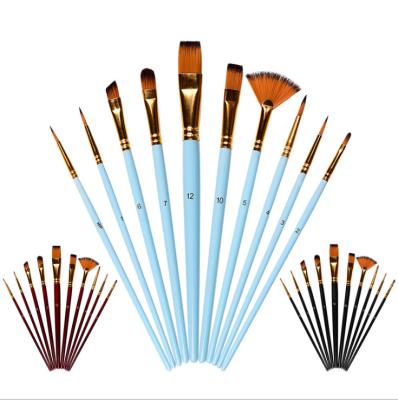 China Paint Brush Set 10Pcs High Quality Nylon Wood Handle Watercolor Artist Acrylic Paint Brush Art Supplies Hair Oil Brush Set for sale