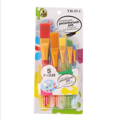 China 5pcs Nylon Color Painting DIY Art Watercolor Gouache Oil Brush Kids Nylon Brush Set for sale