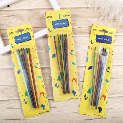 China Cheap Studios 6pcs Kids Artist Paint Brushes With Plastic Handles for sale