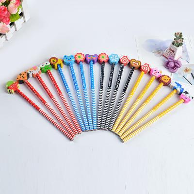 China Pencil Promotional Children's Pencil With Cartoon Rubber Head HB Student Pencil Creative Gift Stationery for sale