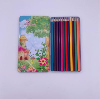 China Promotion High Quality 12 Color Wooden Pencil Custom Colored Pencil\Business\School\Office Set With Metal Box Coloring Pencil For Kids Gift for sale