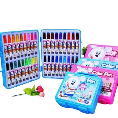 China School Multicolor Children's Watercolor Marker Pen With Stamp Art Marker Graffiti Pen Washable Color Marker Pen Set for sale