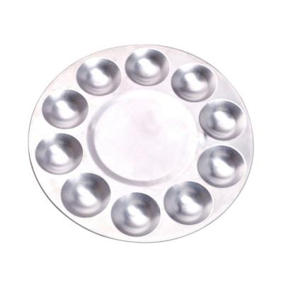 China Wholesale 10 Round Mix Well Watercolor Aluminum Aluminum Oil Metal Palette Paint Trays Acrylic Palettes for sale