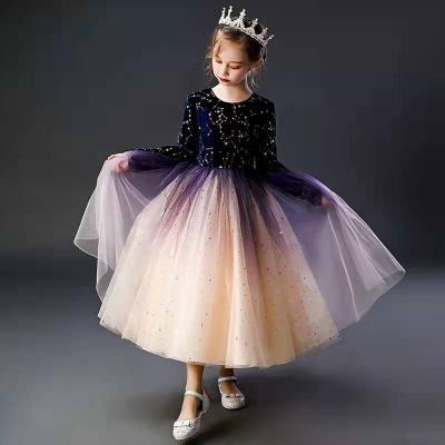 China Autumn/Winter Children's Princess Dress Flower Children's Day Wedding Dress Piano Performance Anti-static High-end Dress for sale