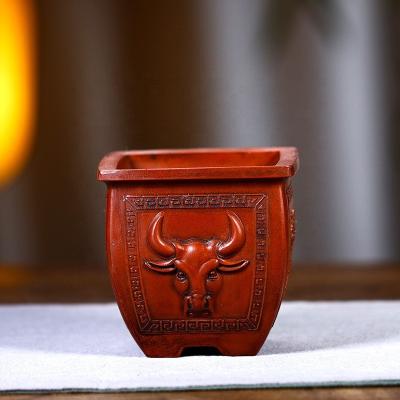 China CLASSIC Unglazed Rectangle Pot Handmade Yixing Bonsai Pot for sale