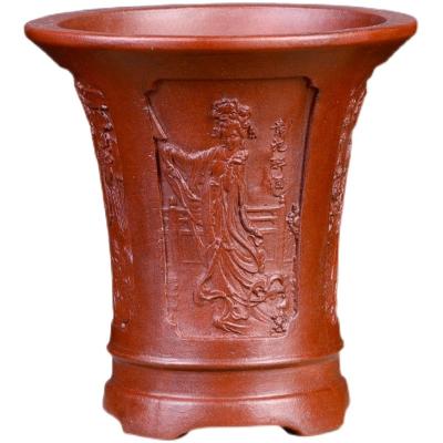 China CLASSIC Unglazed Rectangle Pot Handmade Yixing Bonsai Pot for sale