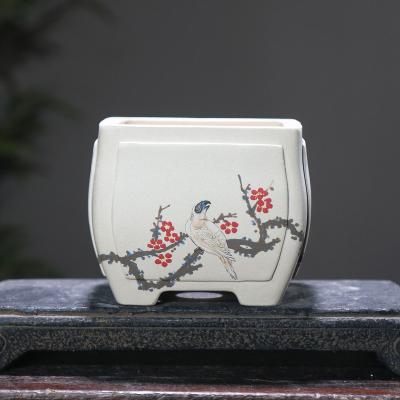 China 5 Inch White Clay Orchid Pot Yixing CLASSIC Handmade Pot Clay Pots for sale