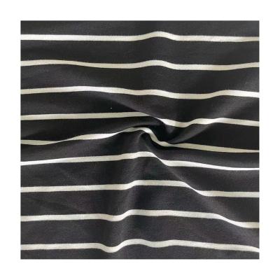 China Hot Sale French Double Faced TR Terry Knitted Fabric Yarn Dyed Black White Stripe For Women Garment for sale