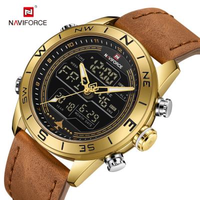 China Automatic Leather Date NAVIFORCE 9144 Digital Sports Quartz Synchronize Mens Army Military Watch for sale