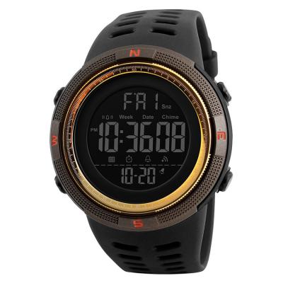 China Alarm 50m Water Resistant Mens LCD Display Wrist Skmei Electronic Watch With Stainless Steel& Sport Alarm Clock Function for sale