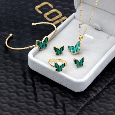 China Environmental Friendly Hot Sale Factory Gold Plated Butterfly Charm Pendant 4pcs Bracelet Set Jewelry Set For Women for sale