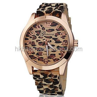 China Latest non-specific new design leopard quartz manufacturing silicone watch ladies watches for sale