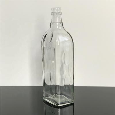 China Rectangular Liquor 650ml Square Glass Bottle For Whiskey, Vodka, Brandy, Tequila, Rum, Liquors for sale