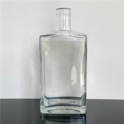 China 750ml Liquor Double Bottom Rectangular Square Glass Bottle for Whiskey, Tequila, Vodka, Rum for sale