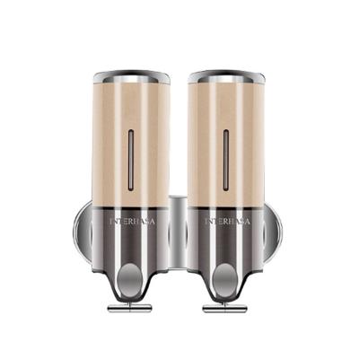 China 2021 Double Soap Dispenser Factory Supply Stainless Steel Wall Mounted Double Soap Dispenser Liquid Soap Dispenser for sale