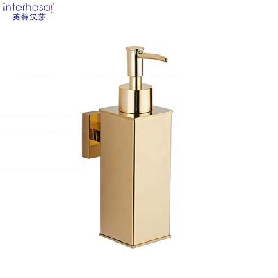 China Modern Interhasa! Luxury Wall Mounted Black Manual Liquid Soap Dispenser 304 Stainless Steel Gold Soap Dispenser For Bathroom for sale