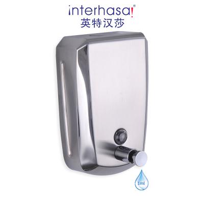 China Modern Interhasa! OEM 304 Stainless Steel Liquid Soap Dispensers Large Capacity 500ml/700ml/1000ml Wall Mounted Soap Dispenser for sale