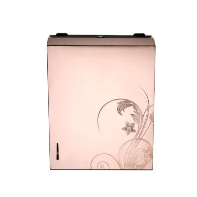 China Modern Flower Printing Wall Mounted Triplex 304 Stainless Steel Kitchen Paper Towel Dispenser for sale