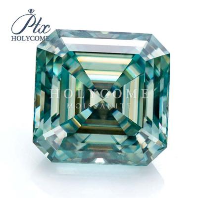 China Fire Color Or Asscher Holycome 0.8ct 1.5ct 2 Carat Cut Green Moissanite With Certificate for sale