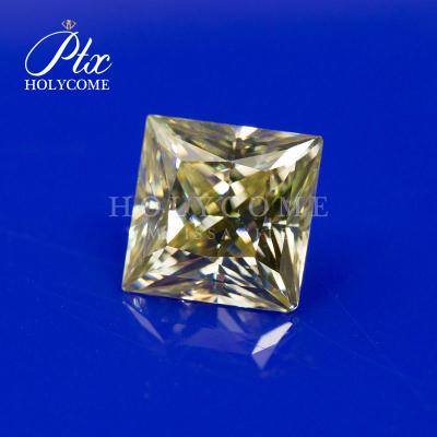 China PRINCESS Cut 7.5*7.5mm2021 hot sale champagne yellow color set or fire color loose Moissanite factory Wuzhou for sale