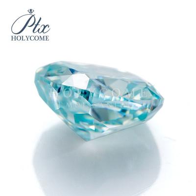 China Color play or direct fire Holycome factory moissanite gemstone 8mm crushed ice cushion cut light blue loose moissanite for sale