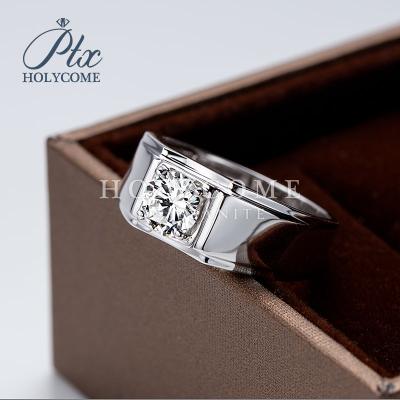 China Handmade Rings Lead Free Nickel Free Moissanite Ring For Men Custom Wedding Dropshipping 925 Sterling Silver Men Ring 1 carat for sale