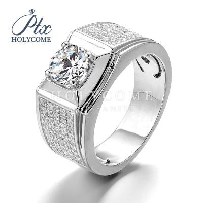 China Private Custom Made Men Lead Free Nickel Free 925 Silver Mens Moissanite Diamond Ring Gemstone Wedding Ring For 1 Carat Ring for sale