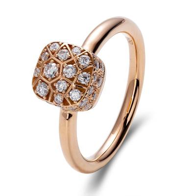 China New 14K Rose Gold Rings Cube White Round Moissanite Diamond VVS1 China Holycome Small Solid Jewelry 9.25 Mohs Customized Cut Out for sale