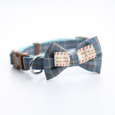 China Custom Adjustable Nylon Pet Cat Dog Collar With Bowtie for sale