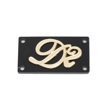 China Viable High Quality Handbag Black Gold Metallic Plate Logo Tags Label For Apparel for sale