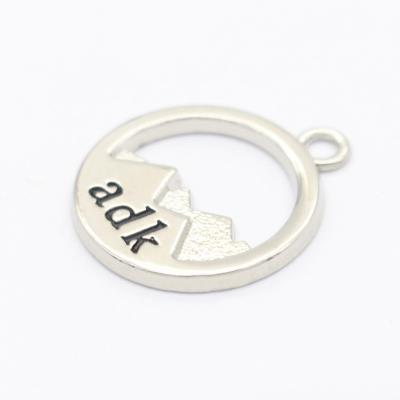 China Hot Sale Zinc Alloy High Quality Handbag Silver Metal Logo Engraved Charms Pendants for sale