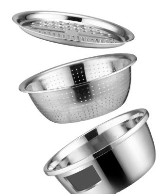 China New Sustainable Popular Three Piece Stainless Steel Colander Set for sale