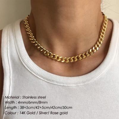 China eManco Cuban Link Chain Necklace Stainless Steel Choker Women Gold Environmental Friendly Gifts 14k Thick Chain Men Jewelry for sale