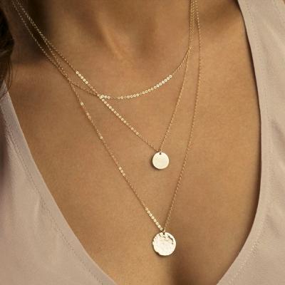 China eManco Environmental Friendly 3pcs Separated Stainless Steel Layered Necklace For Women Gold Necklace 2022 Set Hot Fashion Jewelry for sale